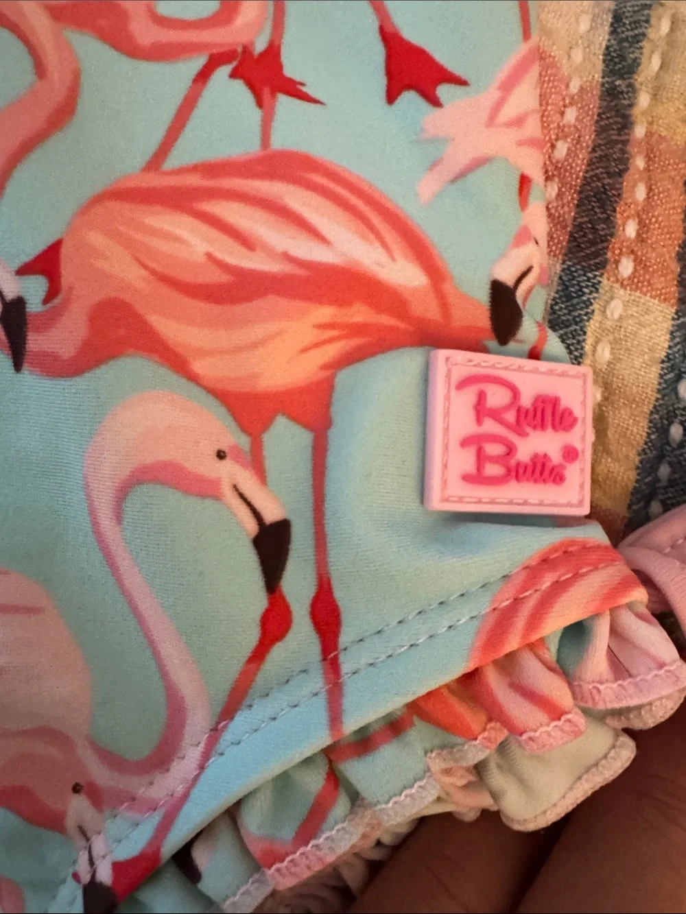 Girls Pink Flamingo Ruffle Butts One-Piece swimsuit